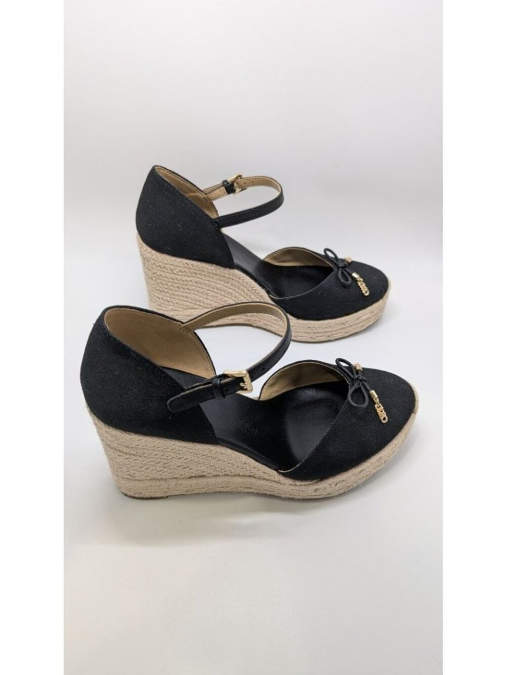 MICHAEL Michael Kors Black/Tan Nori Wedge Espadrille Sandals - Picture 3 of 7